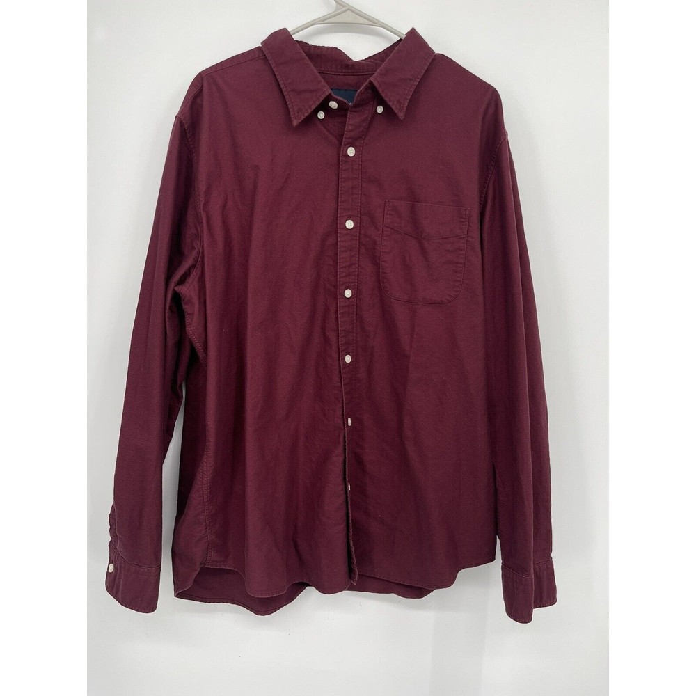 American Eagle XL Button Down Shirt Mens Burgundy Excellent Cotton Oxford